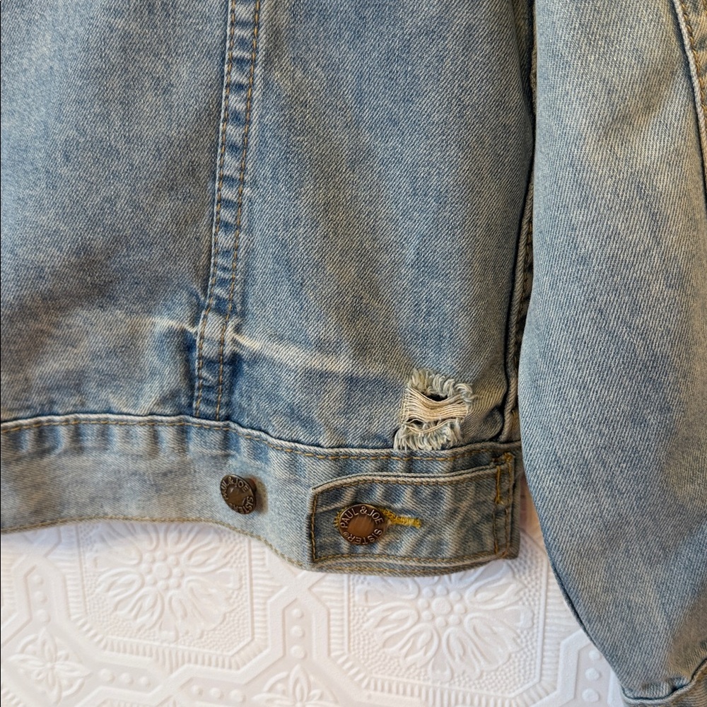 Paul & Joe Leviatan Denim Jacket Blue Denim with Cat Detail Size 40 - Picture 11 of 11